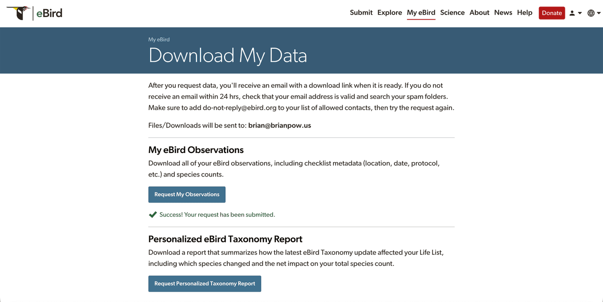 Step 1: Download Your eBird Data